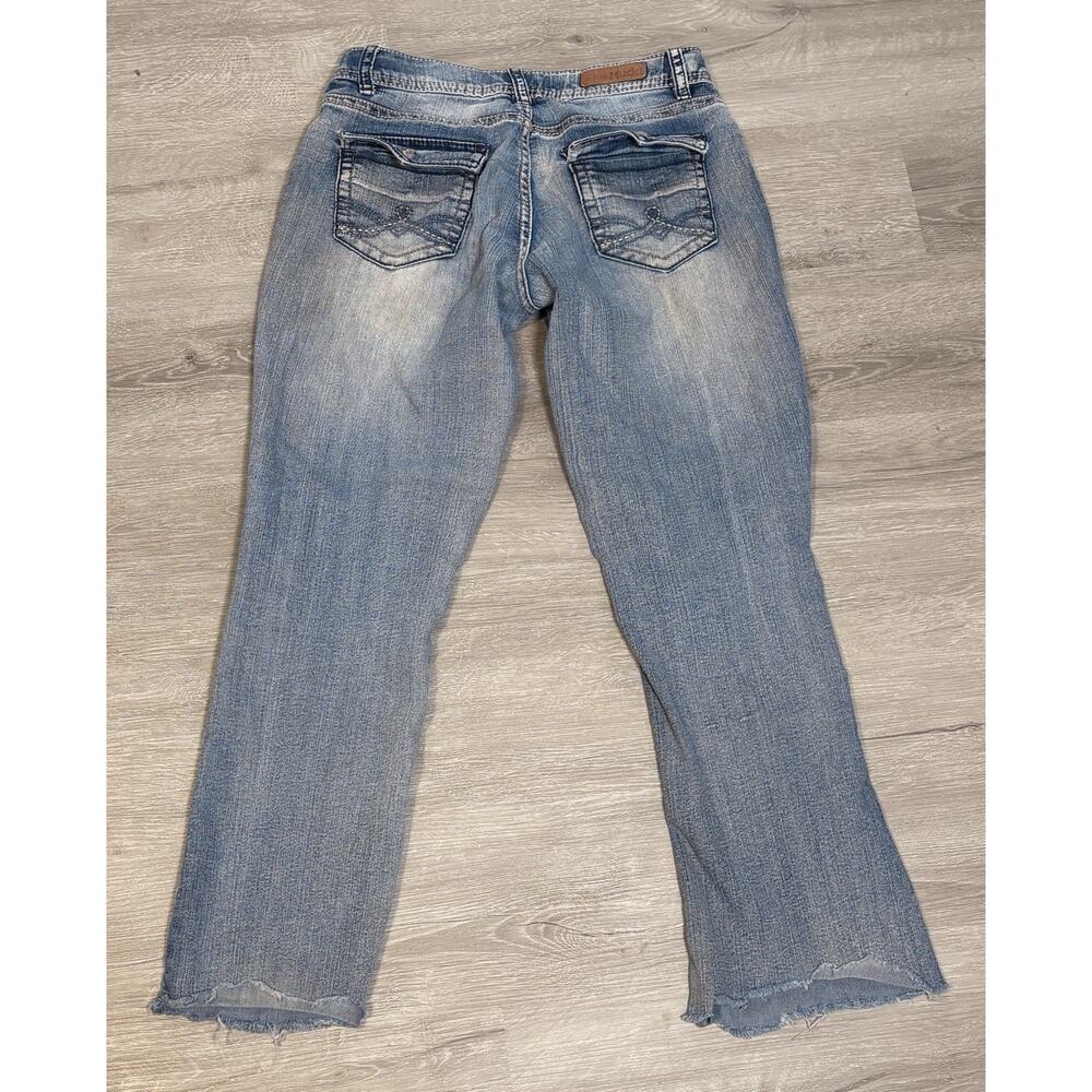 Vintage‎ Y2K Mudd Jeans Womens Size 14R Flare Leg low Rise Distressed Raw Denim - Picture 2 of 5